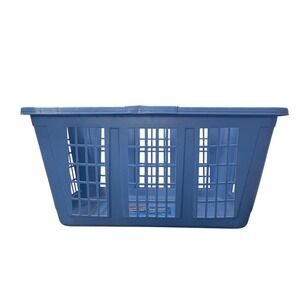 Vtg‎ Rubbermaid 2965  Blue Rectangle Laundry Basket Weave 22x16x11 Grannycore